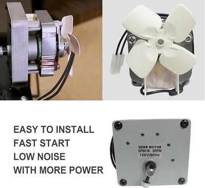 3.0RPM Auger Motor Parts Compatible with Traeger, Pit Boss, Camp Chef Wood Pellet Grills Smokers, Replacement AC120V 60Hz Universal Barbecue Feeding Gear