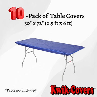 30" x 72" (6 Feet) Royal Blue Rectangular Fitted Plastic Table Covers - 10 Pack