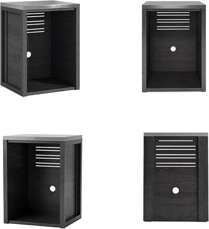 MOUMON Outdoor Mini Fridge Cabinet with Stainless Steel Countertop, 24” Solid Cedar Patio Refrigerator Stand, Dark Grey 27.6”W x 23.6”D x 37.4”H