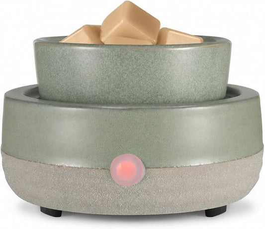 Wax Melt Warmer, Ceramic Electric Candle Wax Warmer 3-in-1 Oil Burner Fits Yankee Large Jar, Scented Candle Holder for Home Decor Thanksgiving Christmas Day Gifts (02-Light Green)