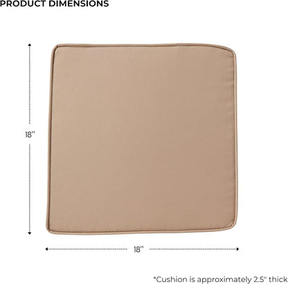 Outdoor 18 inch Square Patio Dining Chair Pads – Comfortable Fiber-Filled Seat Cushions with Ties, Reversible Polyester Fabric - Coronado, Set of 2