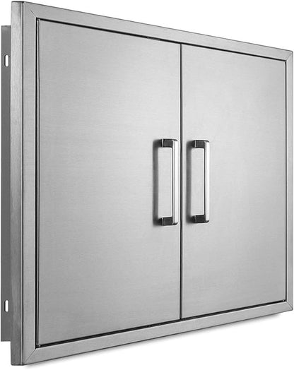 28" W x 23" H Outdoor Kitchen Doors Stainless Steel BBQ Double Access Door,Flush Mount for Outdoor Kitchen Island