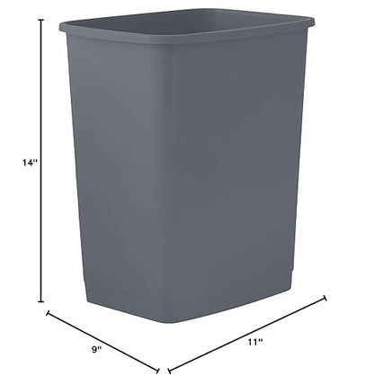 Superio 4.5 Gallon Plastic Trash Can, Waste Bin for Home, Kitchen, Office, Bedroom, Bathroom- 18 Qt (Dark Grey)