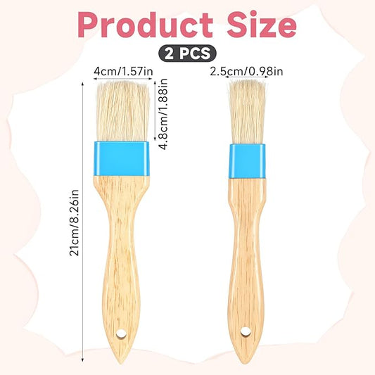 Pastry Basting Brush Food Brushes Heat Resistant Wooden Handle Pastry Brushes for Baking BBQ Brush for Cooking Butter Egg Wash Glazing Oil Sauce (1/1.5-2PCS)