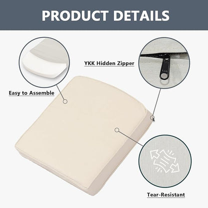 Goodgoods 20 x 20 Outdoor Chair Cushions Set of 4, 1000+ Hours Fade-Resistant & Water-Resistant Furniture Chair Cushions with 30D High-Resilience Foam for Dining Room, Patio Chair, Almond