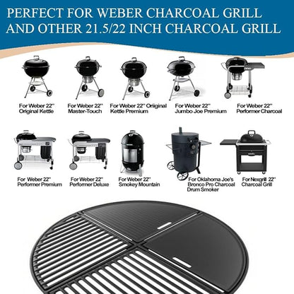 CH83G Cast Iron Grate Fit 22.5" charcoal kettle grills like Weber Gold and Silver and the Superdome from Grilldome, SnS Grills, Recteq, Outdoorchef, Masterbuilt, and Napoleon