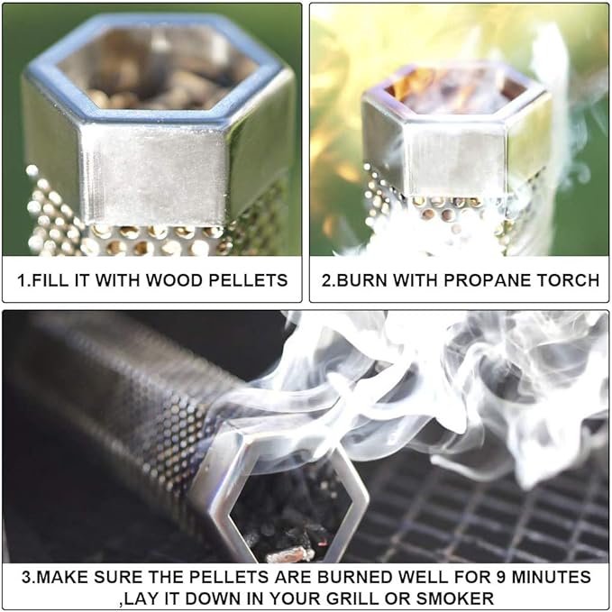 BEWAVE Pellet Smoker Tube for All Grill Electric Gas Charcoal or Smokers Hot/Cold Smoking, Free Tube Brush, 6&12 Inch