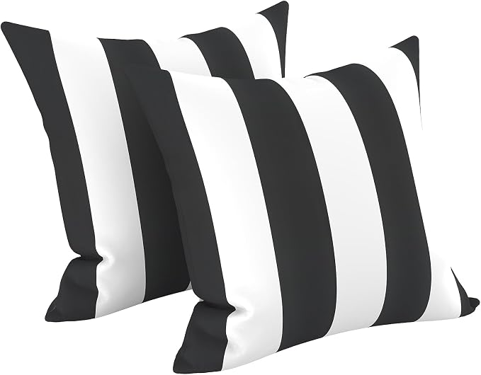 LVTXIII 2 Pack Outdoor Pillow Covers ONLY 18x18 Inch, Water-Repellent Square Decorative Cushion Covers for Patio Furniture, Garden, Sofa, Cabana Black