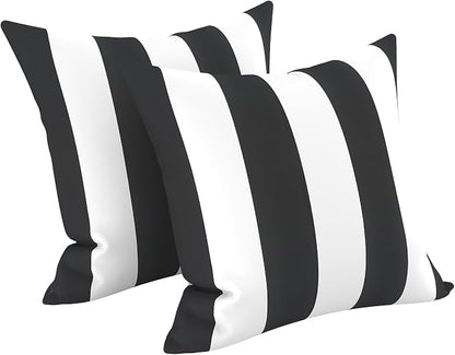 LVTXIII 2 Pack Outdoor Pillow Covers ONLY 18x18 Inch, Water-Repellent Square Decorative Cushion Covers for Patio Furniture, Garden, Sofa, Cabana Black