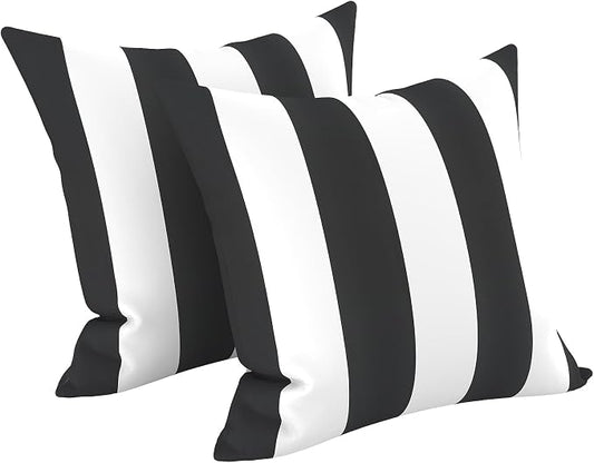 LVTXIII 2 Pack Outdoor Pillow Covers ONLY 18x18 Inch, Water-Repellent Square Decorative Cushion Covers for Patio Furniture, Garden, Sofa, Cabana Black