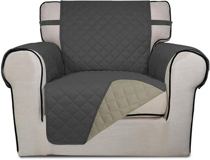 PureFit Reversible Chair Sofa Cover Dog Couch Covers for Sofa, 25.5 in | Dark Gray/Beige, Water Resistant Couch Protector, Washable Pet Couch Cover with Non Slip and Elastic Straps For Kids