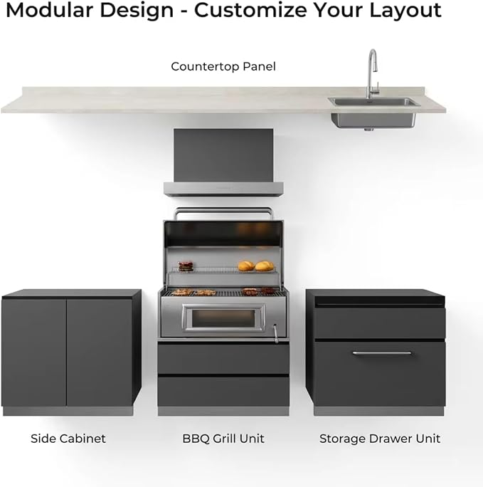 Outdoor Kitchen BBQ Pod – Modular Stainless Steel Grill Cabinet, Prefabricated Weatherproof Garden & Patio Cooking Station for Families, Coastal Homes & Summer Entertaining