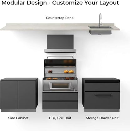 Outdoor Kitchen BBQ Pod – Modular Stainless Steel Grill Cabinet, Prefabricated Weatherproof Garden & Patio Cooking Station for Families, Coastal Homes & Summer Entertaining