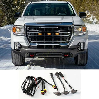 3X for GMC for Canyon 2021 Front Grille LED Light Raptor Style Grill Decor Cover DRL