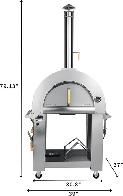 KoolMore 32 in. Outdoor Propane Gas and Wood fired Pizza Oven in Stainless-Steel