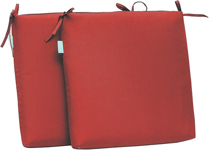 QILLOWAY Outdoor Indoor Seat Cushions, Square Foam Dining Chair Pads,All Weather, 17"x17"x3",2 Count (RED)