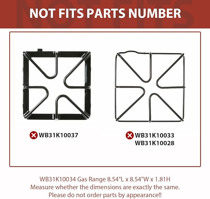 Premium WB31K10034 Gas Range Surface Burner Grates Replacement Parts For GE Stove Parts General Electric Cooktop Parts Cast Iron Gas Stove Rack, Top Burner Rack Sets 4-Pack
