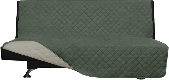 Easy-Going Reversible Couch Cover, Large Futon Sofa, Greyish Green/Beige | Machine Washable Slipcover For Dogs, Water Resistant Furniture Mat For Living Room, Non-Slip Sofa Cover, Pet Friendly