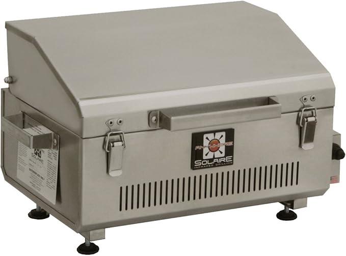 Solaire SOL-IR17BWR Portable Infrared Propane Gas Grill with Warming Rack, Stainless Steel, with Carrying Bag