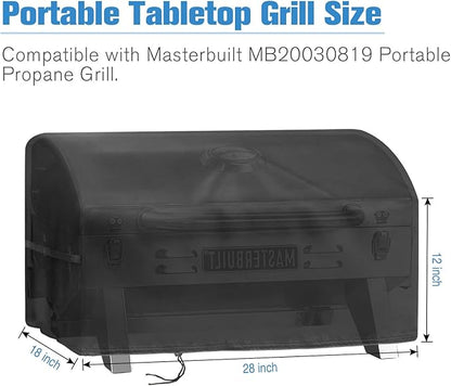 Grill Cover for Masterbuilt MB20030819 Portable Propane Gas Grill, Outdoor Waterproof Small Tabletop Grill Cover Heavy Duty Camping Table Top Grill Cover