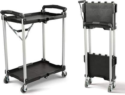 Olympia Tools 89-356 Pack-N-Roll Folding Collapsible Service Cart, Black, 50 Lb. Load Capacity per Shelf, 2-Layers