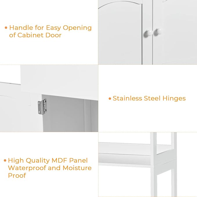 DICTAC Kitchen Pantry Storage Cabinets Freestanding Tall Bathroom Cabinet with Shelves and Drawer 64''H Sideboard Microwave Space Cupboard Organizer for Home Office,White, 23.62x13x64.06inch | Freestanding