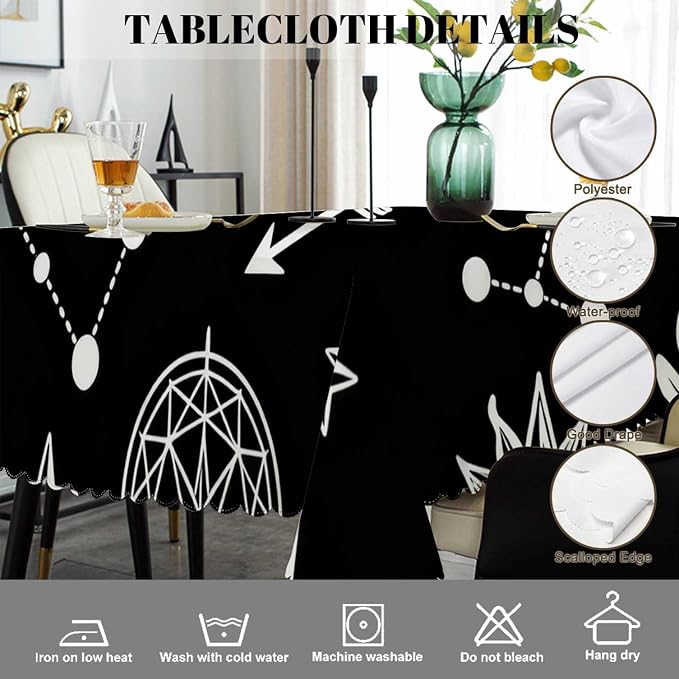 Swono Rectangle Tablecloth Sun and Moon Table Cover 52x70 Inch Stars Sun Moon Constellation Galaxy Space Table Cloth for Rectangle Tables Decorative Tablecloth for Dining Party Camping BBQ