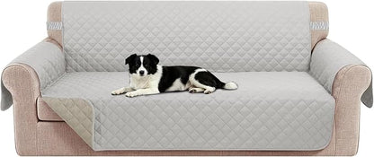 Reversible Couch Cover for 3 Cushion, Sofa, Light Grey/Beige | Couch Cover for Sofa, Pet Friendly Water Repellent Couch Sofa Cover, Washable Furniture Protector with Elastic Straps
