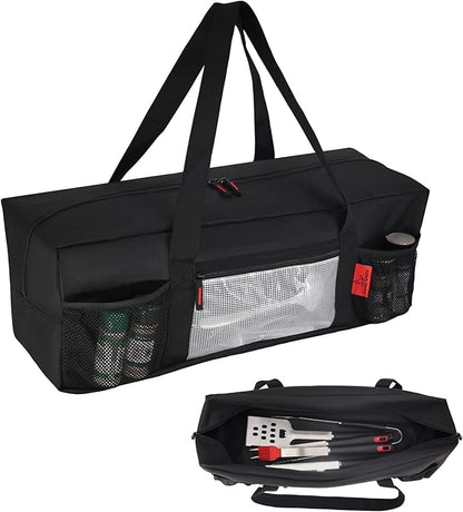 Extra Thick 24" Storage Bag Grill Tool Organizer Pro, BBQ Tool Heavy Duty Storage Bag with Pockets, Double Layer 600D Oxford Cloth Waterproof (2X Thickness), Camping, Tailgating, BBQ Party Gift
