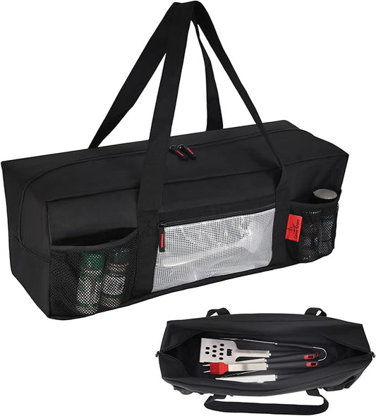 Extra Thick 24" Storage Bag Grill Tool Organizer Pro, BBQ Tool Heavy Duty Storage Bag with Pockets, Double Layer 600D Oxford Cloth Waterproof (2X Thickness), Camping, Tailgating, BBQ Party Gift