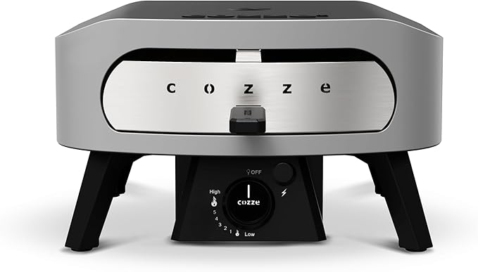 Cozze 13" Classic Portable Outdoor Pizza Oven - Fire & Stonebaked 13 Inch Pizzas in 60 Seconds - 28mbar Propane Gas Oven, Oven Door, Cordierite Pizza Stone, Built-in Thermometer, Gas Hose & Regulator