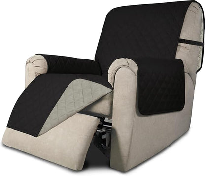 Easy-Going Reversible Couch Cover, Recliner 22 in, Black/Beige | Machine Washable Slipcover For Dogs, Water Resistant Furniture Mat For Living Room, Non-Slip Sofa Cover, Pet Friendly