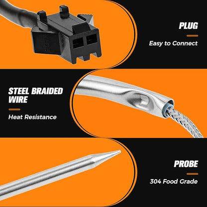 9907120027 1200 Watts Smoker Heating Element Kit & 9007080006 Meat Probe Replacement for Masterbuilt Digital Electric Smokers Series