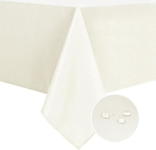 DWCN Square Tablecloth - 54 x 54 Inch - Waterproof Stain and Wrinkle Resistant Washable Table Cloth, Decorative Fabric Table Cover for Kitchen Dining Room Party and Outdoor Use, Ivory