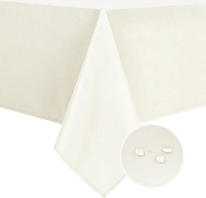 DWCN Square Tablecloth - 40 x 40 Inch - Waterproof Stain and Wrinkle Resistant Washable Table Cloth, Decorative Fabric Table Cover for Kitchen Dining Room Party and Outdoor Use, Ivory