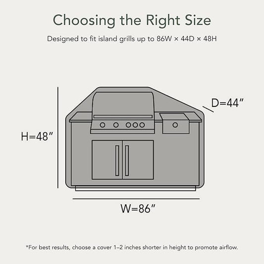 Covermates Classic Island Grill Cover - All-Weather Heavy Duty Outdoor BBQ Cover with Mesh Vents, Water-Resistant 12-Gauge Vinyl Protection for Large Island Grills, 86 Inch, Black