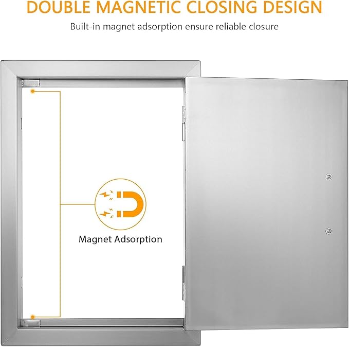 BBQ Future 17W x 24H Outdoor Kitchen Access Door, Stainless Steel Cabinets Vertical Grill Single Door for Grilling Station or Commercial BBQ Island, Outside Grill Door with Magnet