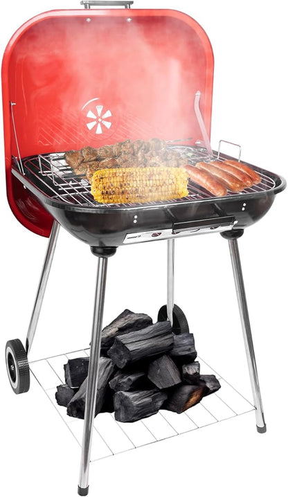 Charcoal Grills - 22 inch grill with wheer and handle, including lid and bbq net,suitable for camping, picnics, backyards and patios (Hamburger grill)