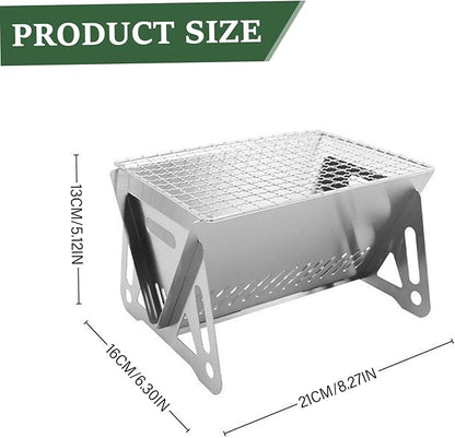 1PC Small Charcoal Grill, Outdoor Folding Mini Charcoal Grill, Portable Charcoal Grill, Stainless Steel Camping Grill for Outdoor, Cooking, Bonfire, Patio, Backyard.