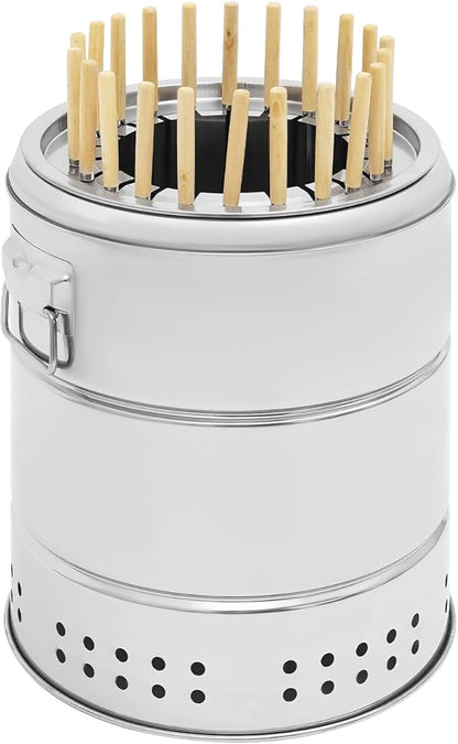 Portable Smokeless Barrel Grill Stainless Charcoal BBQ Grill Barbecue Charcoal Barrel Grill for Travel Camping Picnic Patio Backyard Outdoor Cooking (22 Skewers)
