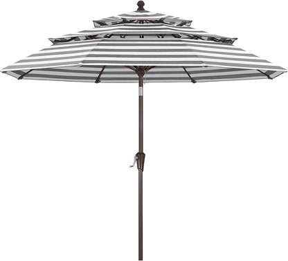 ABCCANOPY 5-Year 10-Year No Fading 9FT 3 Tiers Patio Umbrella, Outdoor Table Umbrella with 8 Sturdy Ribs for Deck, Backyard, Garden, Yard