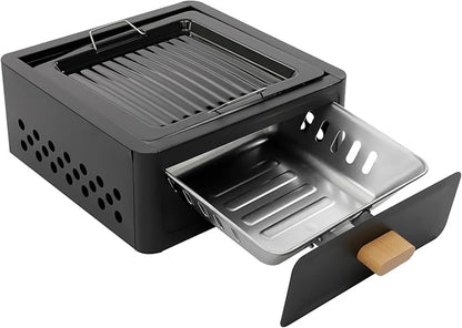 Portable Charcoal Grill, Small Tabletop BBQ Grill Household Barbecue Stove, Legs Foldable Barbeque Grill Set w/Charcoal Basin Furnace Body Baking Tray Grill Mesh, for Outdoor Camping and Picnics