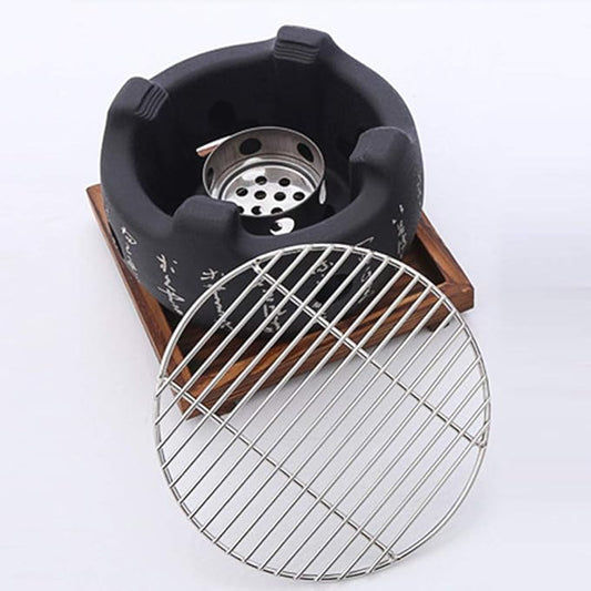 Japanese BBQ Grill - Portable Charcoal Stove with BBQ Plate & Accessories