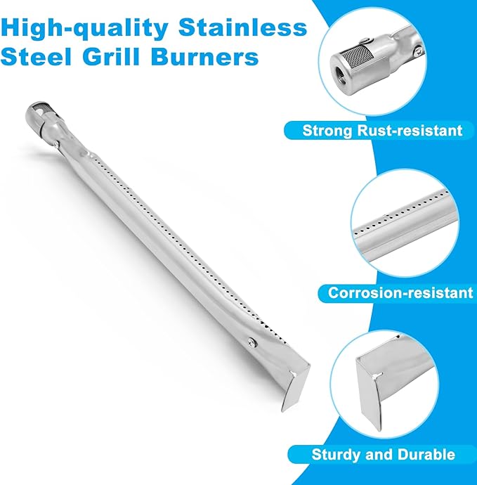 LS'BABQ Grill Replacement Parts for Kenmore 6 Burner 146.23681310 146.47223610 146.23766310, Porcelain Steel Heat Plate Shield, Burner Tube Repair Kit for Kenmore