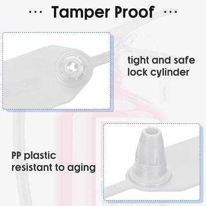 1000 Pcs Plastic Tamper Seals Fire Extinguisher Tags Security Tags Seals Safety Numbered Zip Ties Labels Safety Disposable Self Locking Signage 250 mm Length (White)