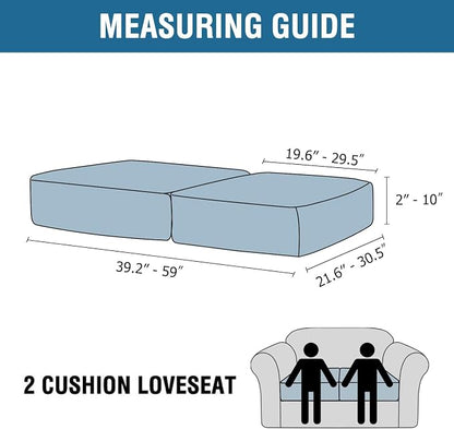 H.VERSAILTEX Velvet Stretch Couch Cushion Cover Plush Cushion Slipcover for Chair Loveseat Sofa Cushion Furniture Protector Seat Cushion Sofa Cover (2 Piece Medium Sofa Cushion Covers, Cream)