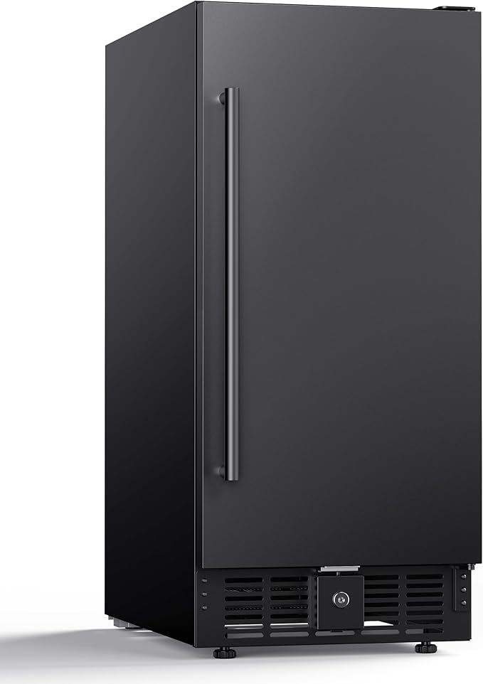 15 Inch Under Counter Beverage Refrigerator, 128 Cans Outdoor Fridge with Adjustable Glass Shelves, ≤45dB Quiet Small Beverage Refrigerator for Outdoor Kitchen & Patio (Black)