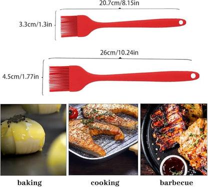 Silicone Basting Pastry Brushes Set, 2 Pcs Heat Resistant Kitchen Cooking Baking Brush for Oil Butter Sauce BBQ Grill, BPA Free, Dishwasher Safe, 8&10 inch