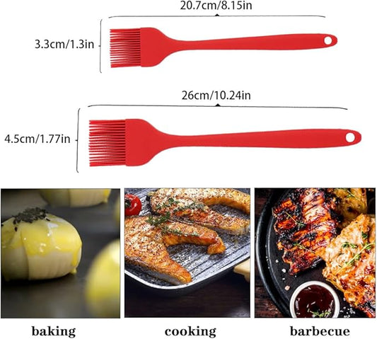 Silicone Basting Pastry Brushes Set, 2 Pcs Heat Resistant Kitchen Cooking Baking Brush for Oil Butter Sauce BBQ Grill, BPA Free, Dishwasher Safe, 8&10 inch
