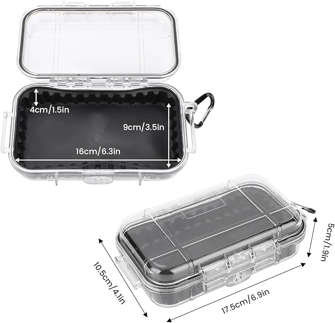 Waterproof Dry Box Protective Case, IP67 Water Resistant Portable Micro Case Watertight Storage Box for Phones, Knives, Wallets, Watches (Transparent, Small)
